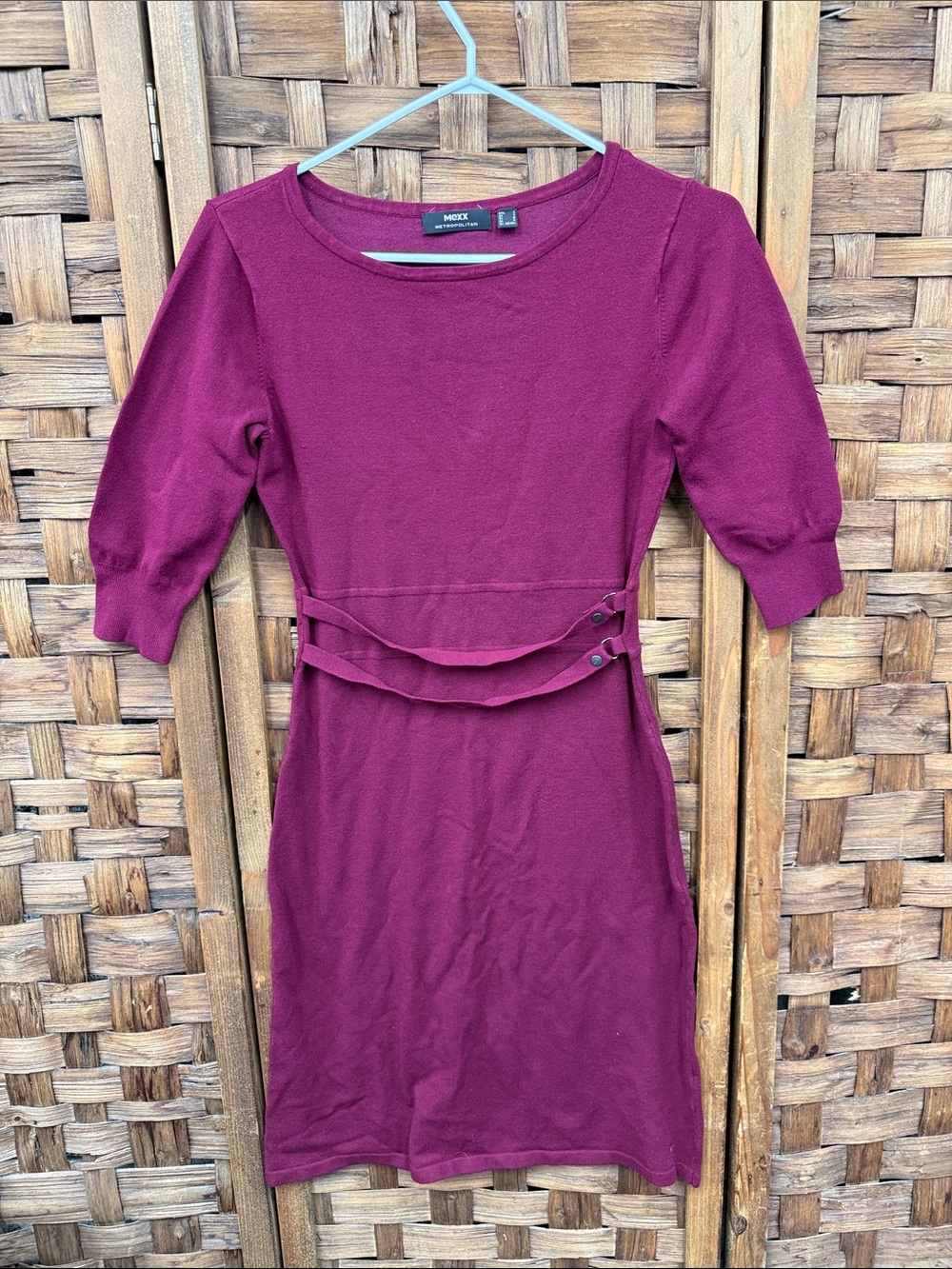 Mexx Plum Midi Dress with Double Belt Detail